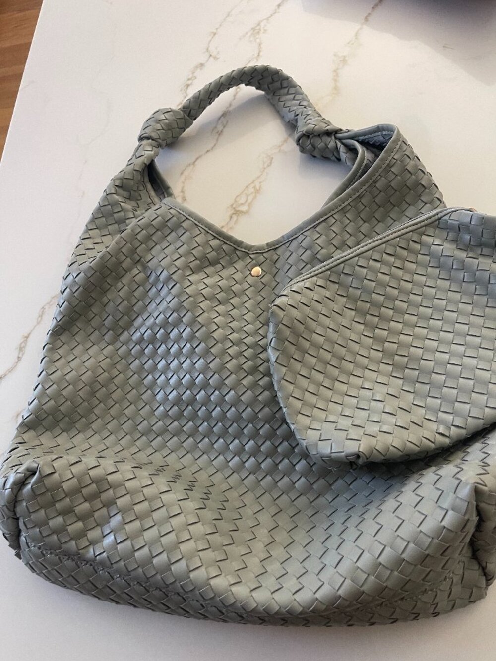 Anthropologie Faux Leather Sage Hobo Bag